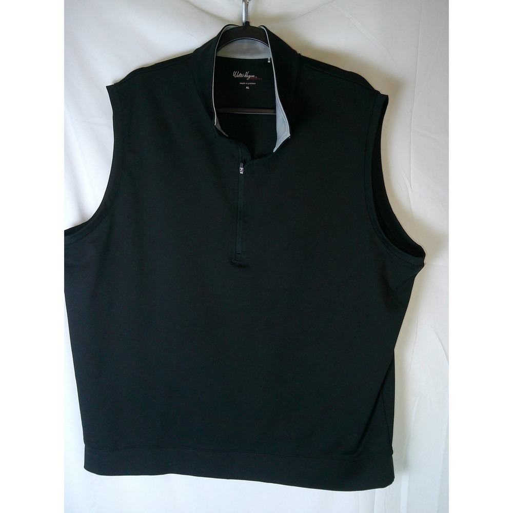 Walter Hagen Essentials Mens XL Black Quarter Zip Golf Vest Sleeveless‎ Pullover